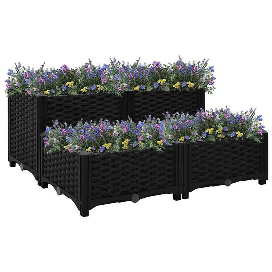 Carré potager surélevé 80x80 cm en polypropylène pour jardin moderne noir