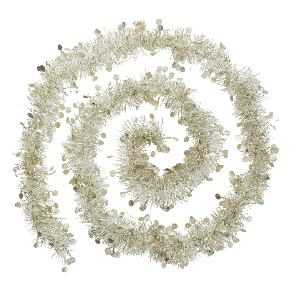 Guirlande de noël large 10 cm doré et blanc avec pastilles longueur 2 mètres