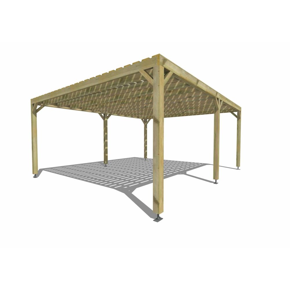 Pergola bois • 6m x 5m • indépendante • sens profondeur • platelage bois • livraison comprise