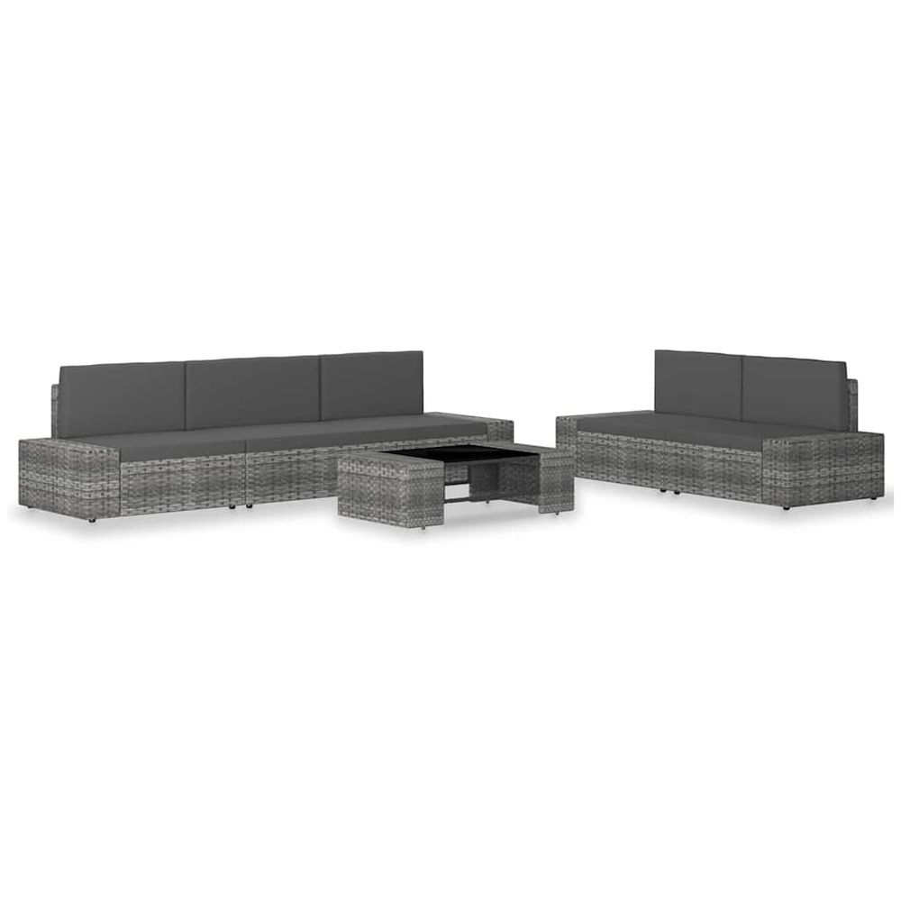 Salon de jardin 6 pcs résine tressée gris
