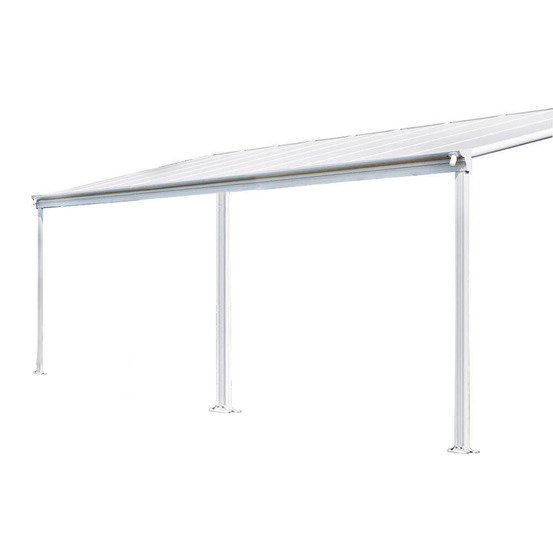 Home deluxe - toit de terrasse solis blanc, l/p/h : 435 / 442 x 300 / 303 x 278 / 226 cm - avec panneaux alvéolaires, matériel de