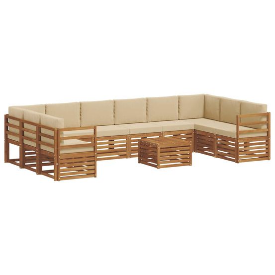 Ensemble de canapés d'extérieur 11 pc naturel et beige