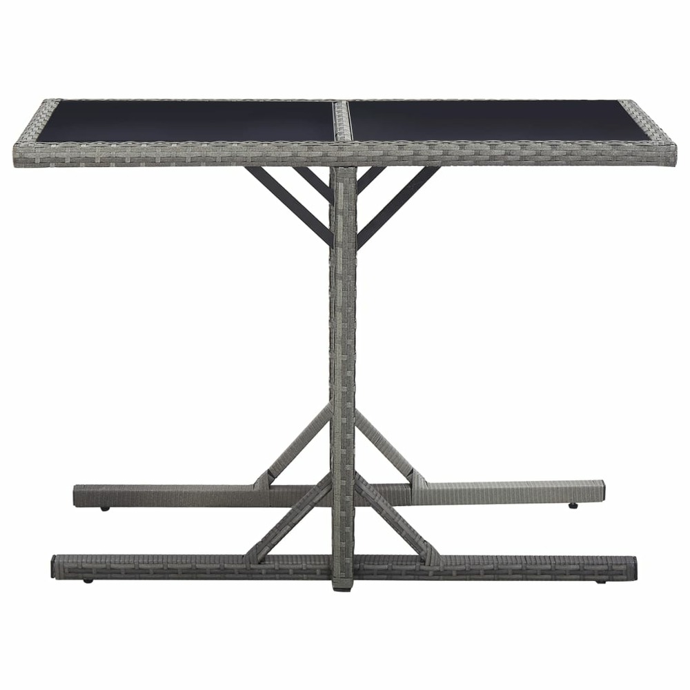 Table de jardin anthracite 110x53x72 cm verre et résine tressée
