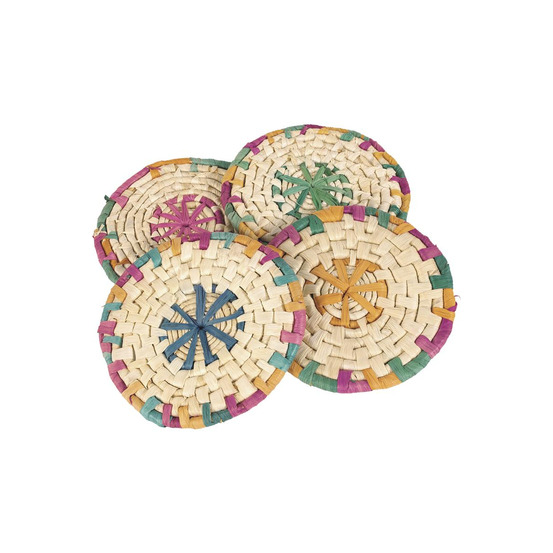 Dessous de plats en maïs naturel et teinté (lot de 4)