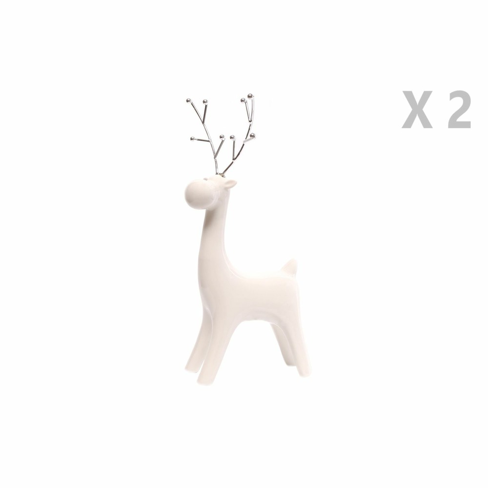 Lot de 2 décoration de noël design renne ice xmas - blanc