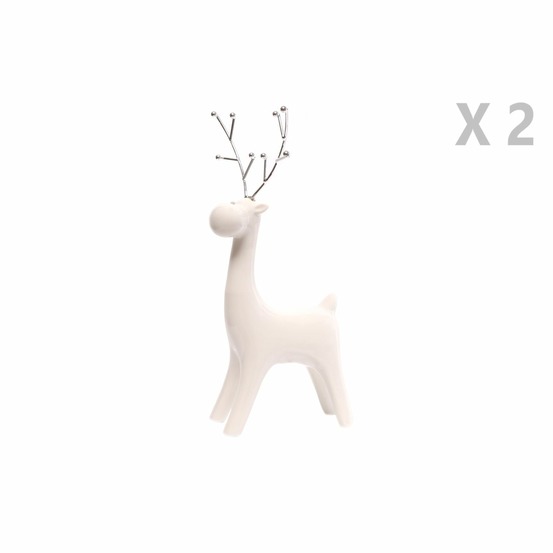 Lot de 2 décoration de noël design renne ice xmas - blanc