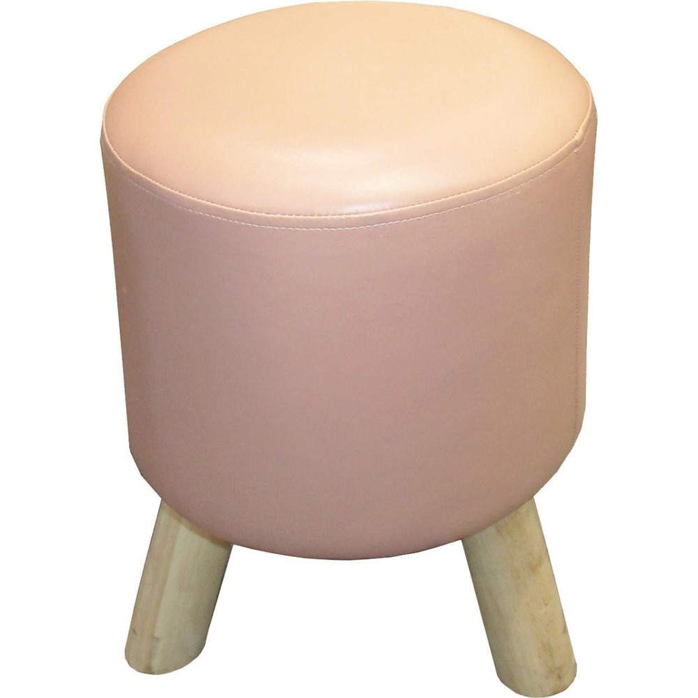 Pouf en polyéréthane piètement bois nude