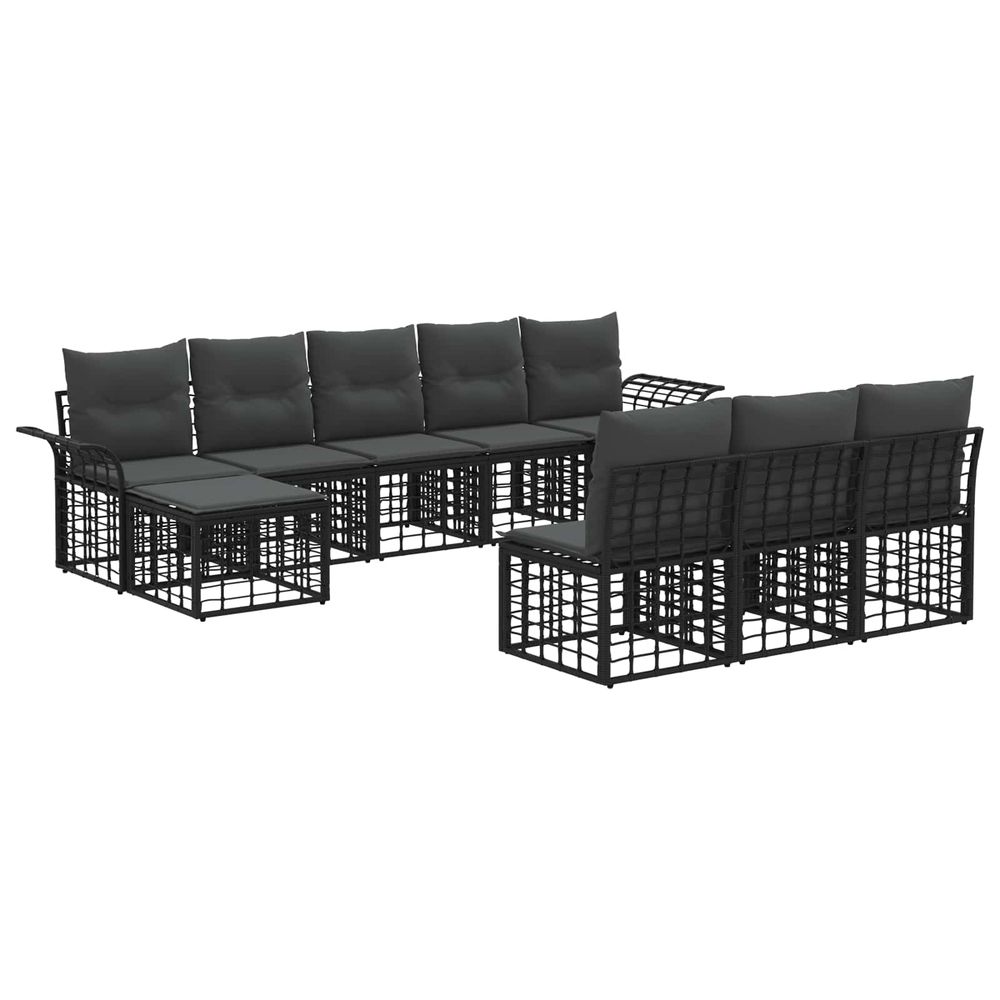 Ensemble de canapés d'extérieur 9 pc noir et gris foncé