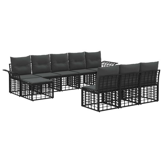 Ensemble de canapés d'extérieur 9 pc noir et gris foncé