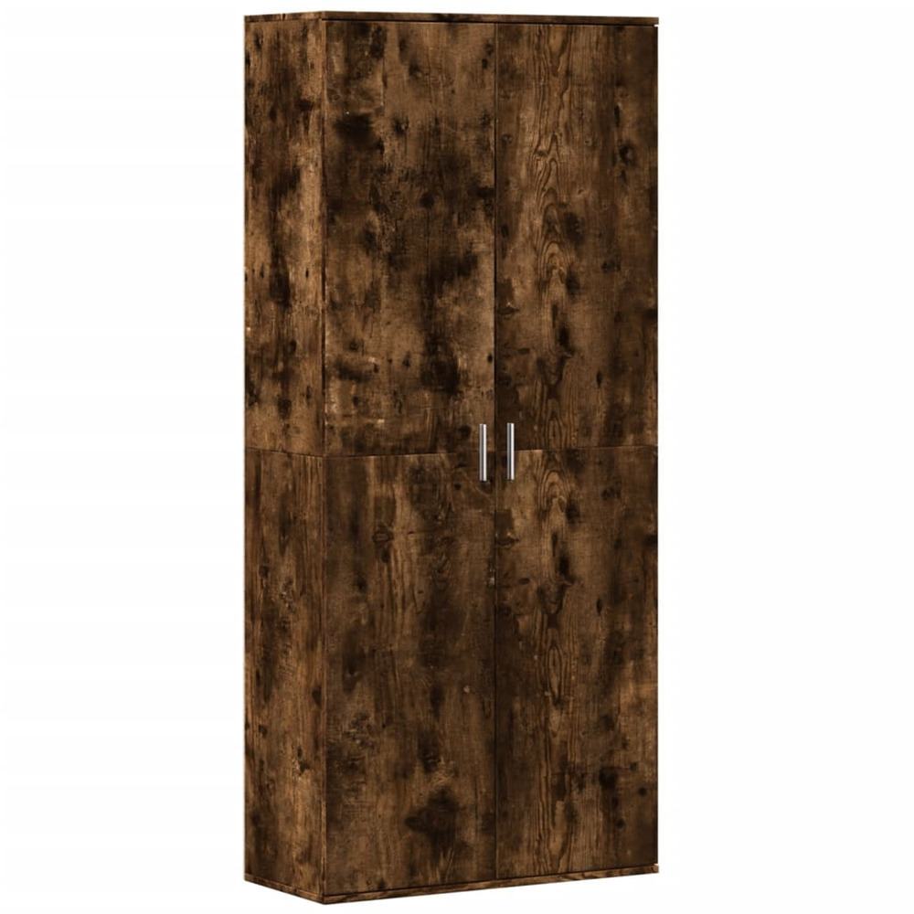 Buffet haut chêne fumé 80x35x180 cm bois d'ingénierie