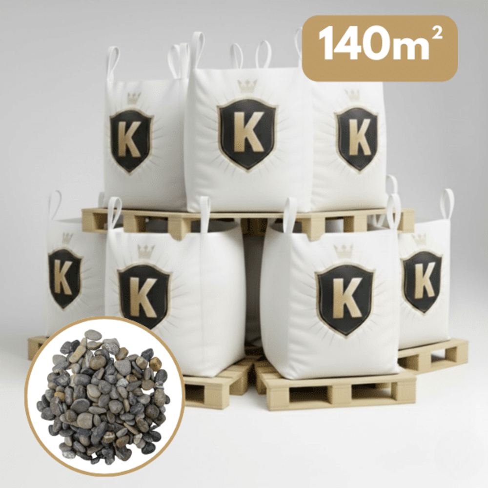 Gravier rivière gris 16/22,4 mm – pack 7 big bag +/- 1,5t – 140 m²