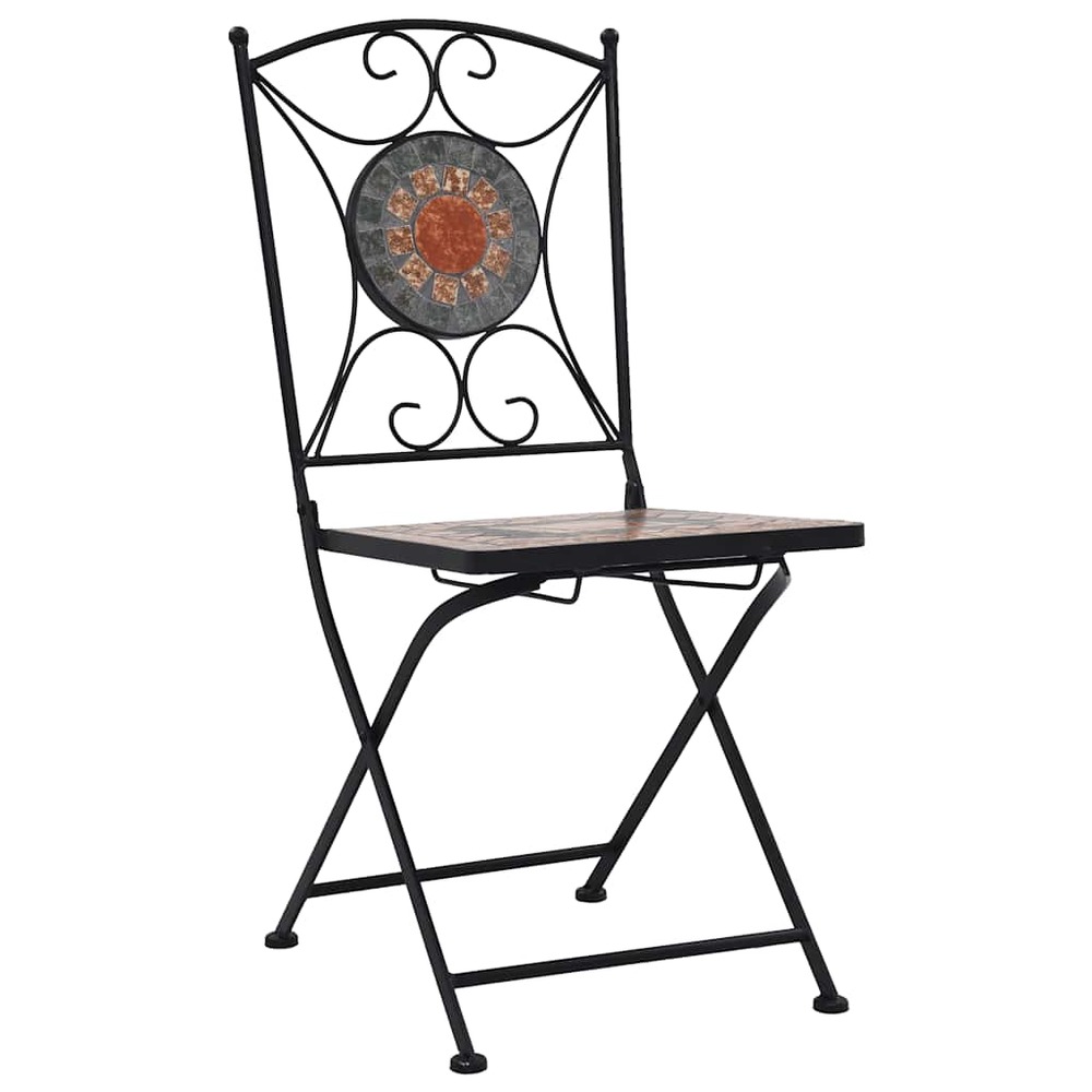 Chaises de bistrot mosaïque 2 pcs orange et gris