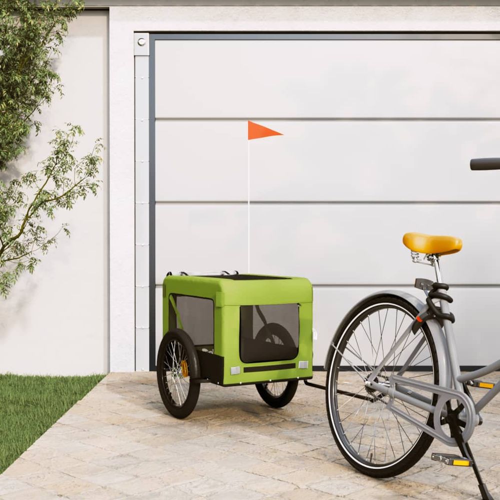 Grande remorque vélo chien tissu oxford transport animaux sécurisé vert