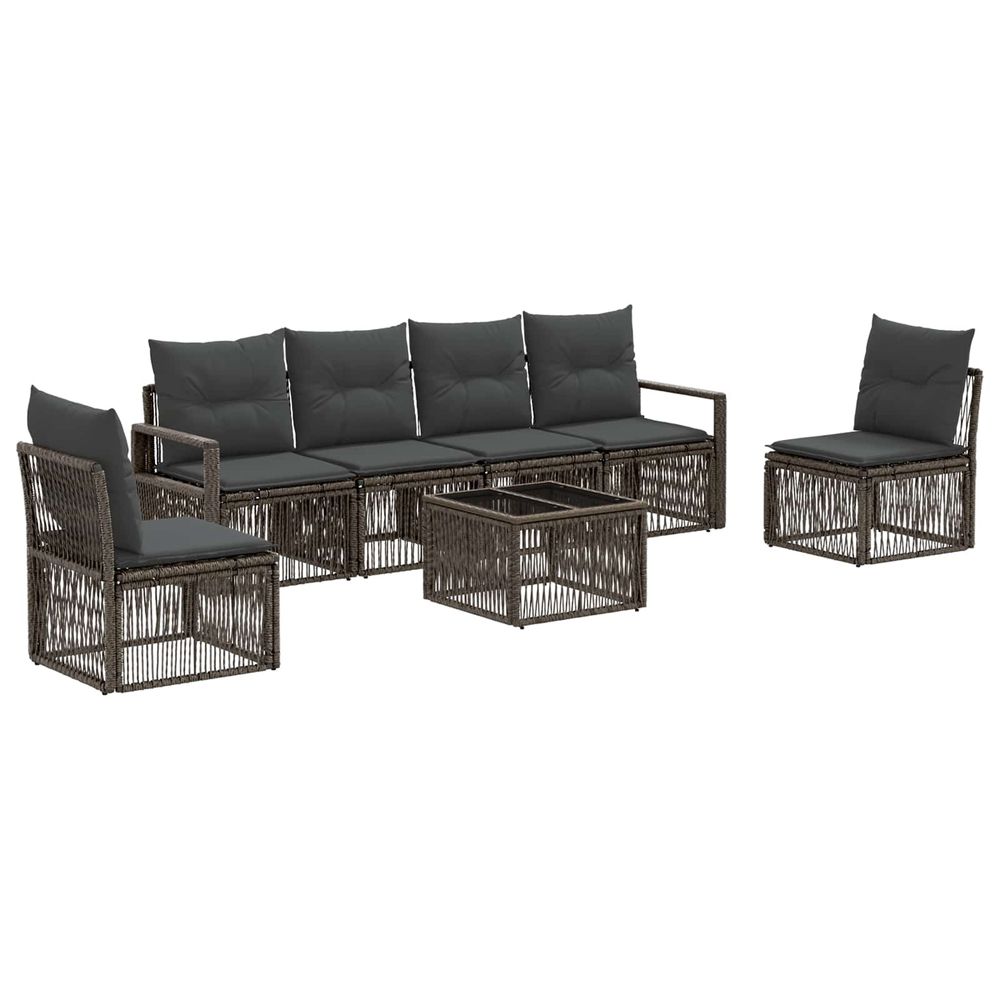 Ensemble de canapé de jardin 7 pc gris polyrotin