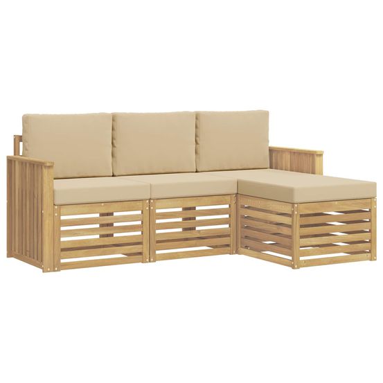 Ensemble de canapés d'extérieur 4 pc blanc et beige polyester
