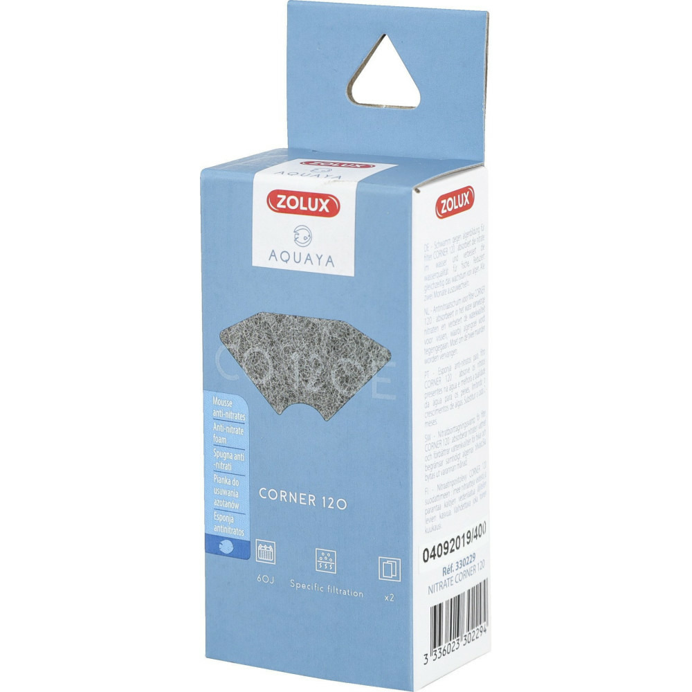 Filtre pour pompe corner 120, filtre co 120 e mousse anti-nitrates x 2. Pou