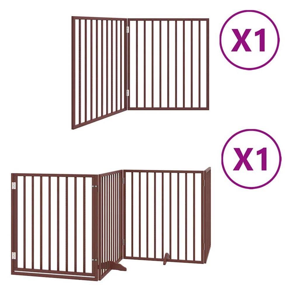 Barrière pour chien avec porte pliable 6 panneaux bois peuplier