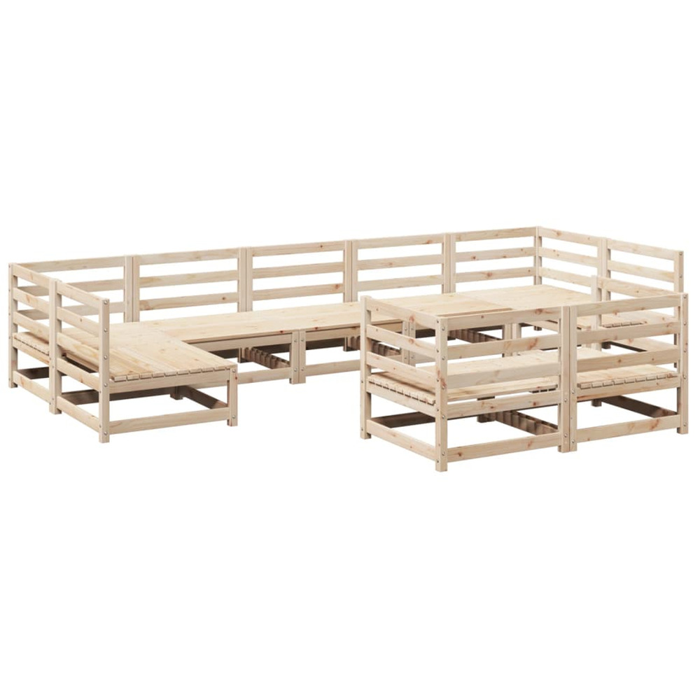 Salon de jardin 9 pcs bois de pin massif