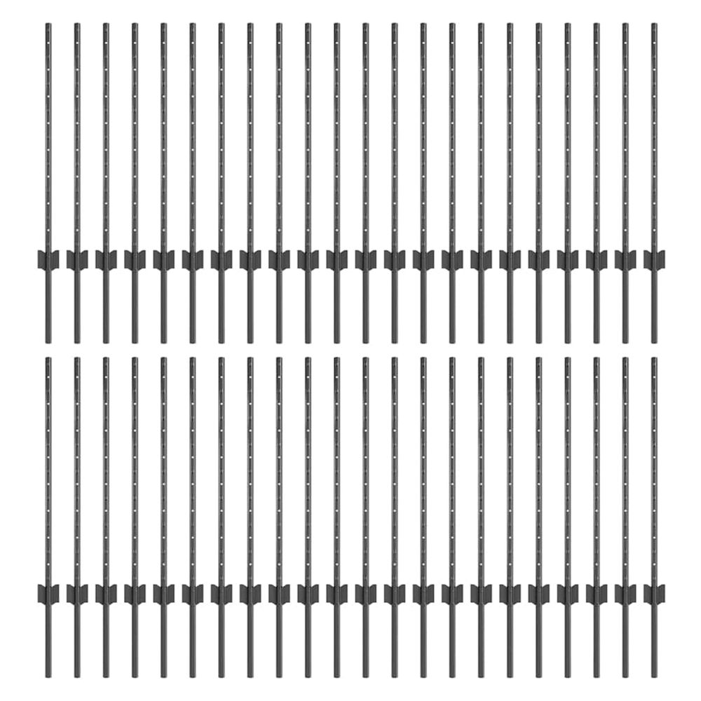 Poteau de clôture enchâssé 44 pièces gris 120 cm