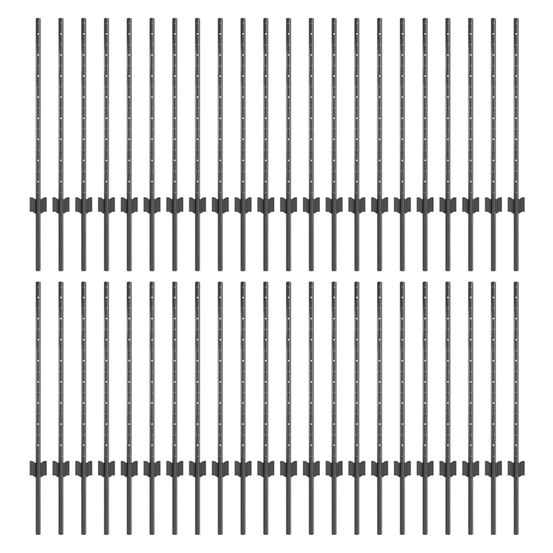 Poteau de clôture enchâssé 44 pièces gris 120 cm
