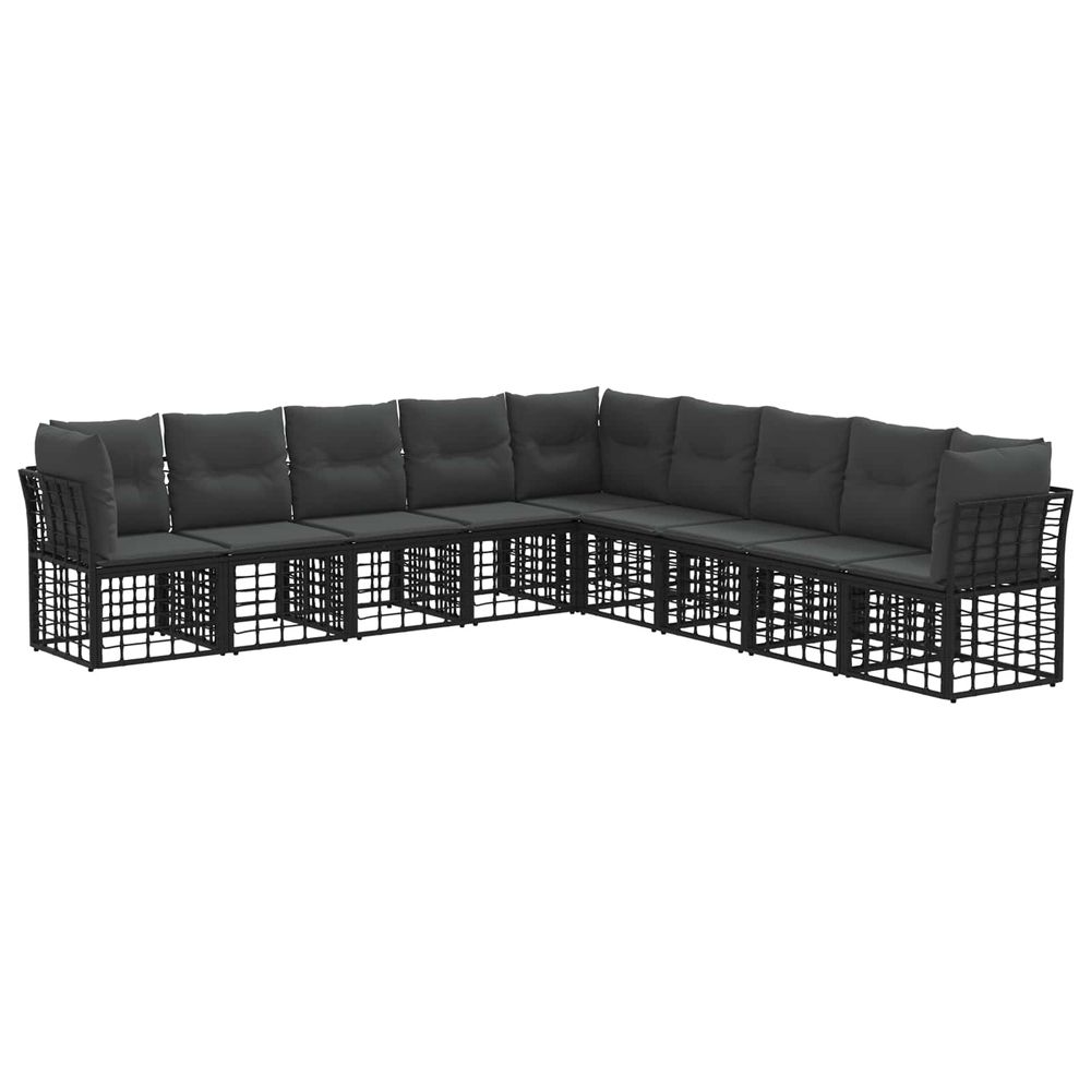 Ensemble de canapés d'extérieur noir polyester