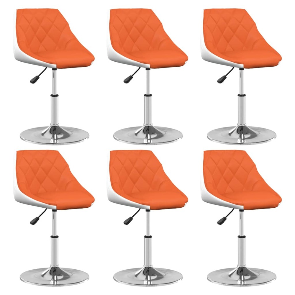Chaises à dîner pivotantes 6 pcs orange et blanc similicuir