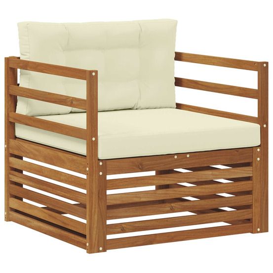 Canapé d’extérieur bois d'acacia massif et polyester