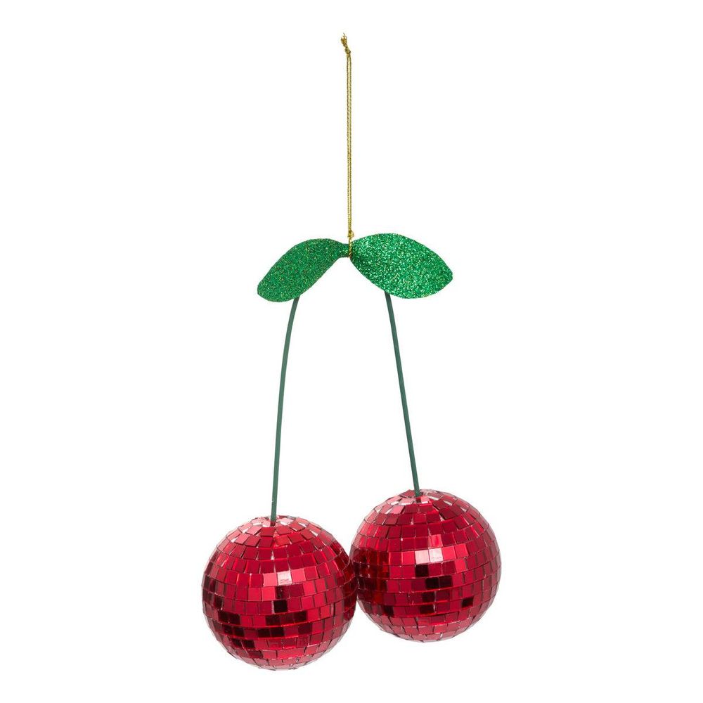 Suspension de sapin cerises disco rouge 12 cm