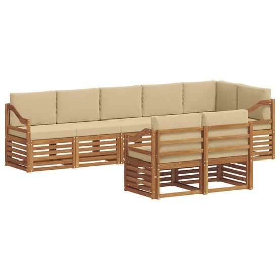Ensemble de canapés d'extérieur 8 pc naturel et beige polyester