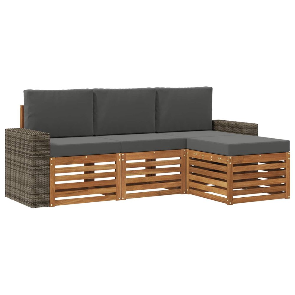 Ensemble de canapés d'extérieur 4 pc naturel et anthracite