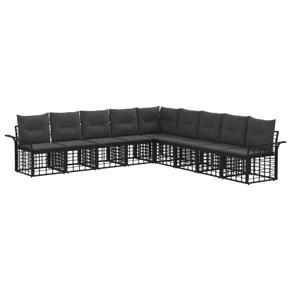 Ensemble de canapés d'extérieur 9 pcs noir et gris foncé