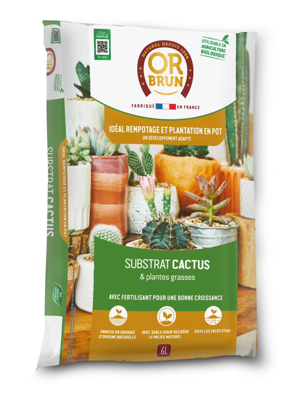 Obrtcac6u -substrat cactus & plantes grasses - 6l -favorise la croissance