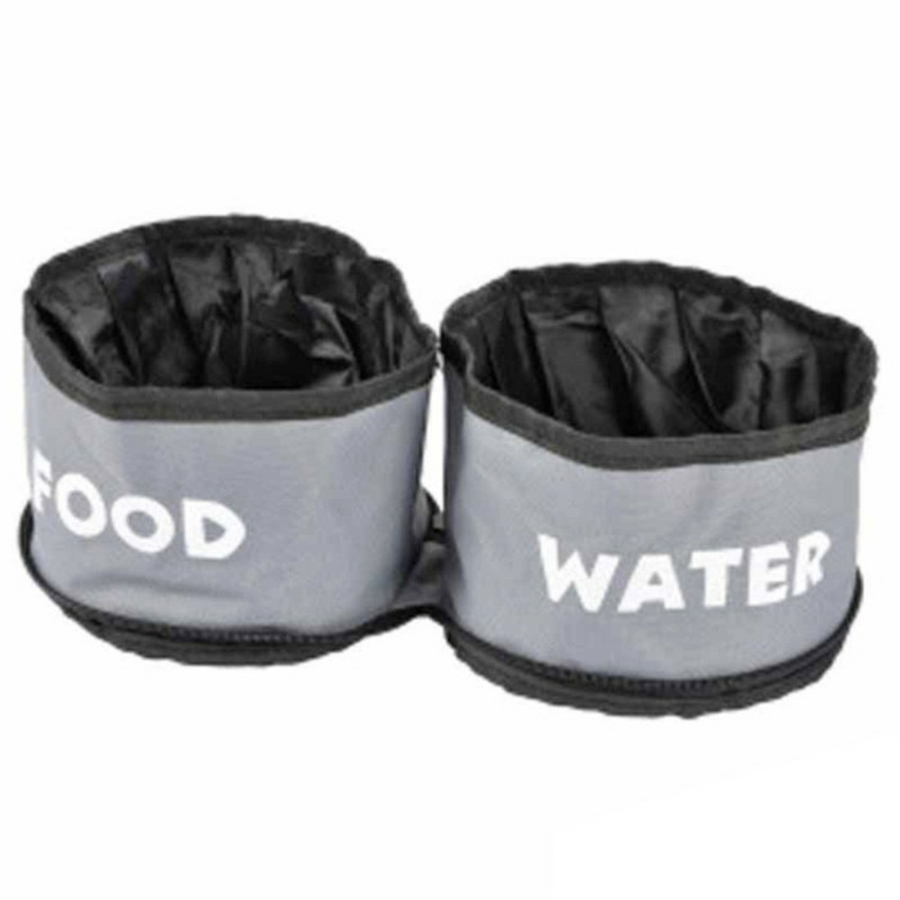 Lot de 2 gamelles chien & chat voyage 14cm gris