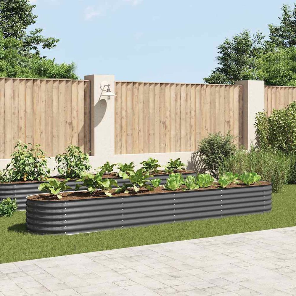 Carré potager surélevé 400x80x44 cm acier galvanisé potager gris