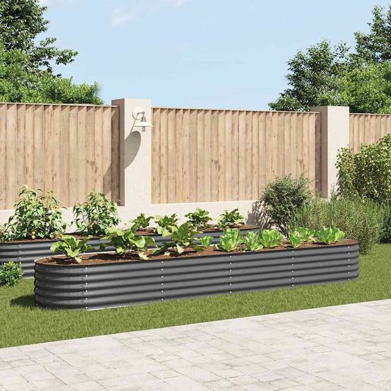 Carré potager surélevé 400x80x44 cm acier galvanisé potager gris