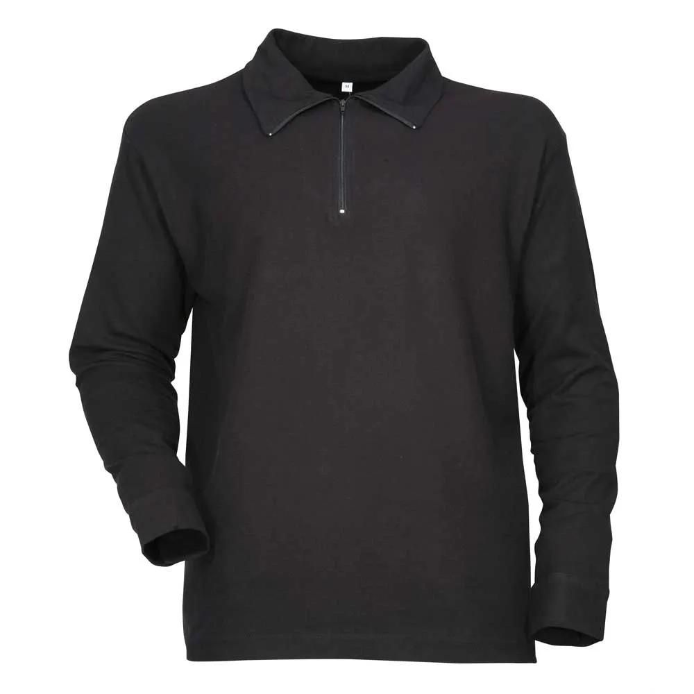 Chemise f1 coton noir 240g/m2 col zippé poignets boutonnés