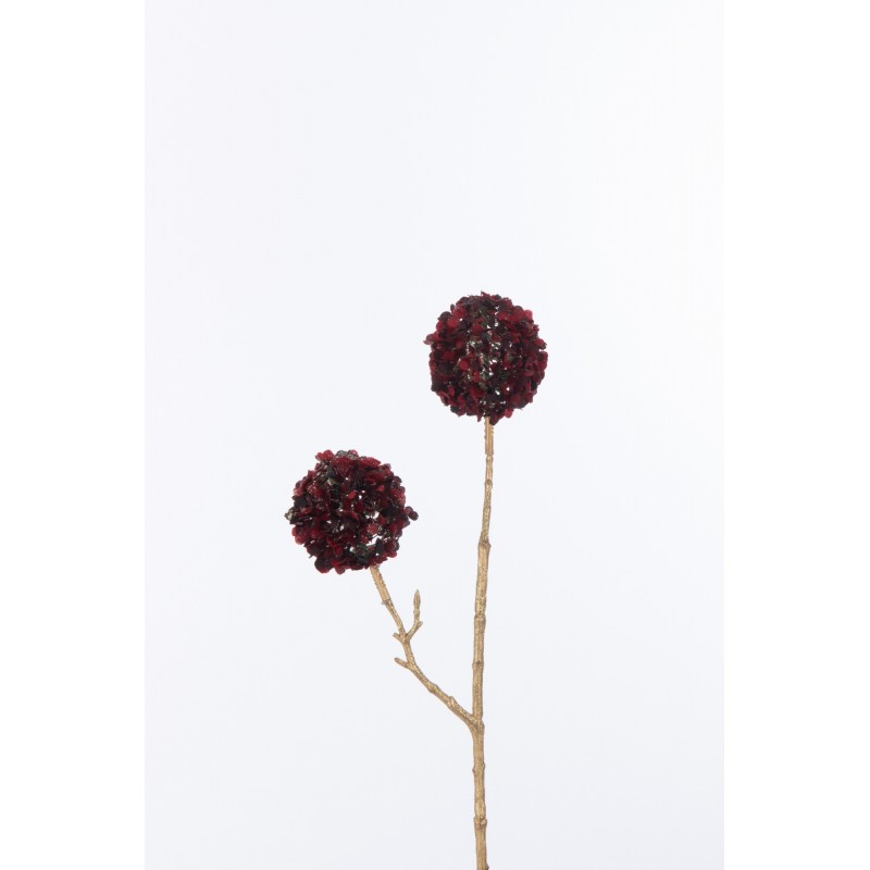 Branche 2 fleurs en plastique rouge 6x11x33 cm