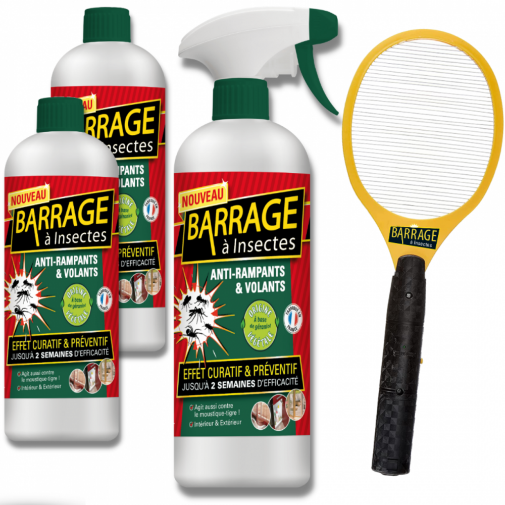 3 barrages aux insectes - raquette offerte - solution anti