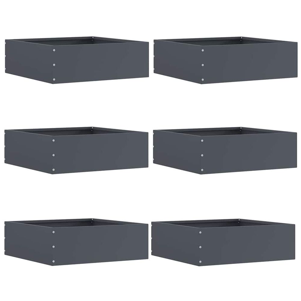 Bordure pelouse carrée 6pcs acier terrasse jardin structuration 40x13cm anthracite