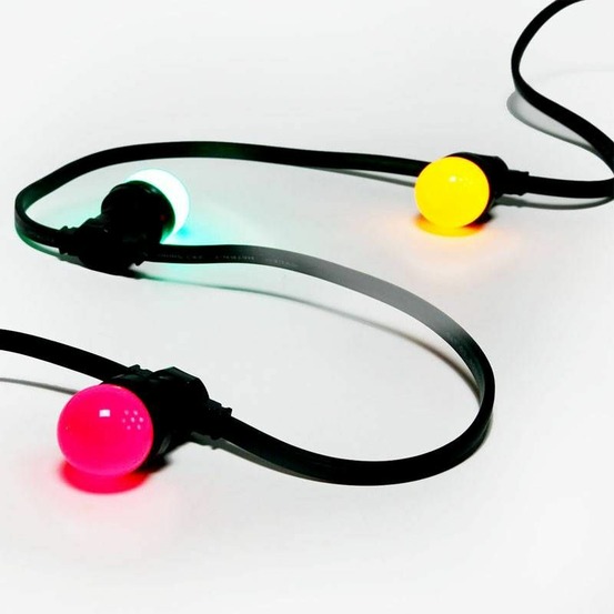 Guirlande guinguette 100 mètres 200 ampoules multicolores 2w e27 ip65 riviera pro connect