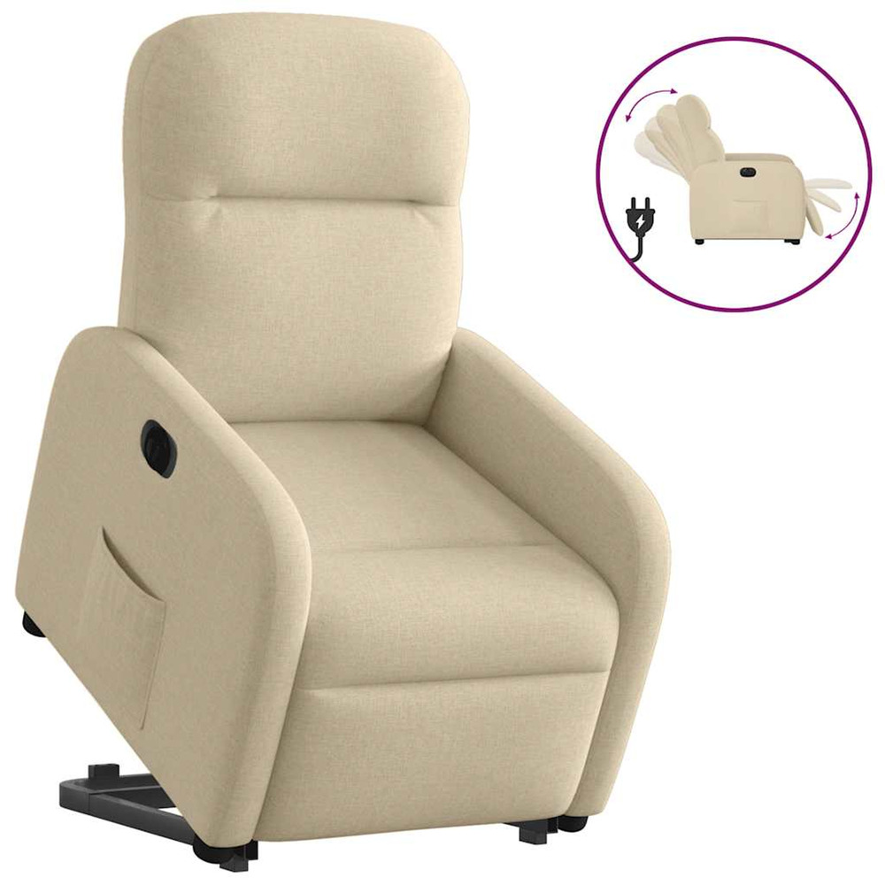 Fauteuil inclinable électrique crème tissu