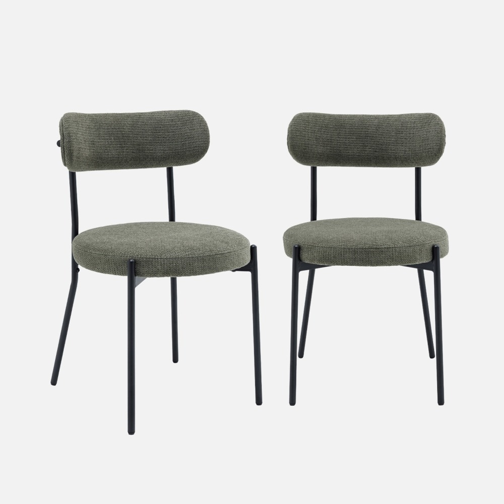 Lot de deux chaises métal et tissu chenille l 47 x p 49 x h 76,5cm - livia