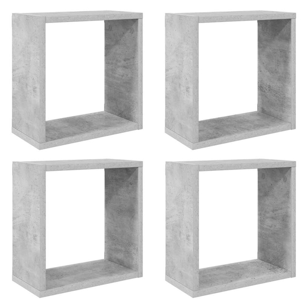 Étagères cube murales 4 pcs gris béton 30x15x30 cm