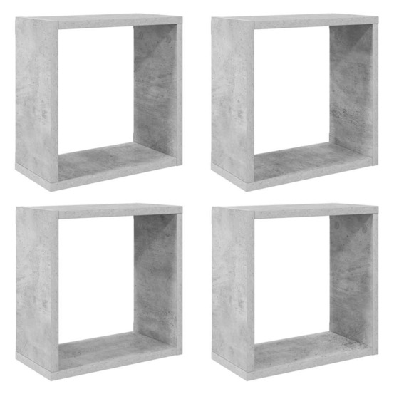 Étagères cube murales 4 pcs gris béton 30x15x30 cm