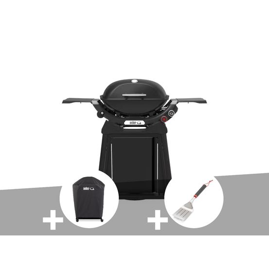 Barbecue à gaz q 2800n+ chariot noir + housse + spatule