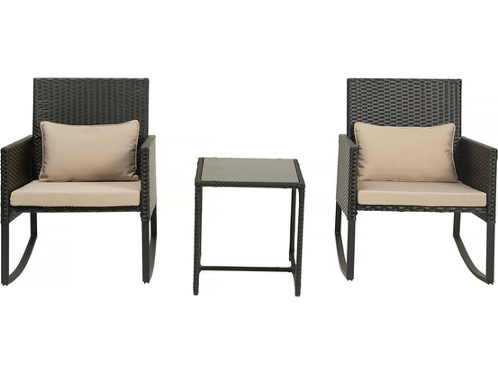 Salon de jardin a bascule en résine tressée