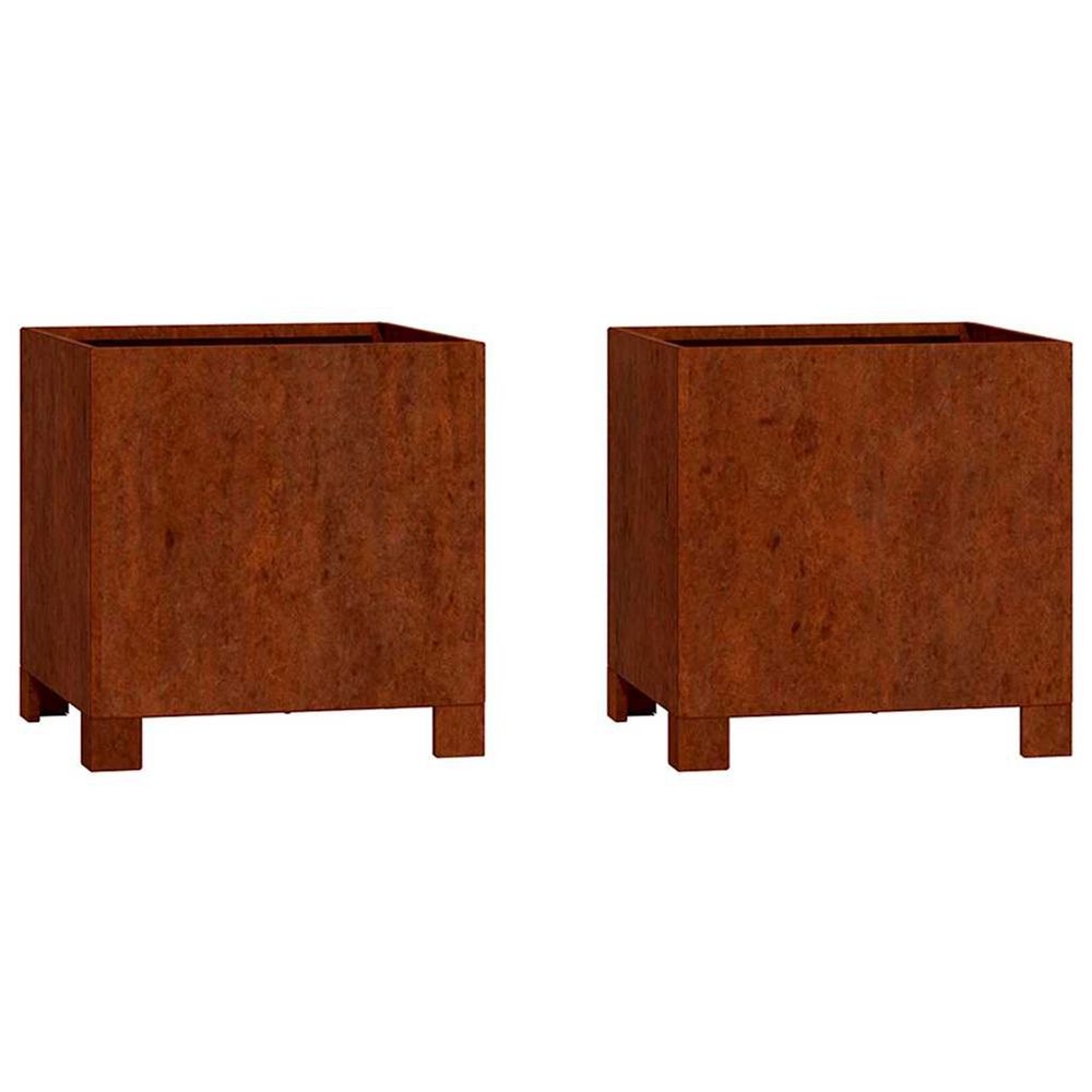 Jardinière d'extérieurs avec pieds 2 pcs rouillé 30x30x30 cm acier corten