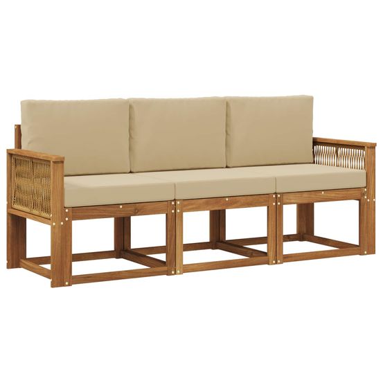 Ensemble de canapés d'extérieur 3 pc naturel et beige polyester