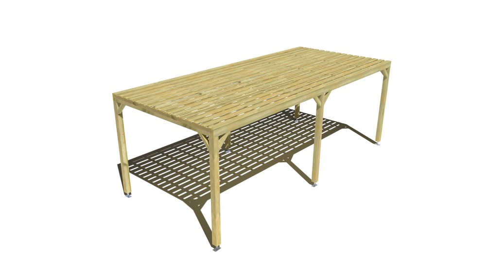 Pergola bois • 7m x 3m • indépendante • sens profondeur • platelage bois • livraison comprise