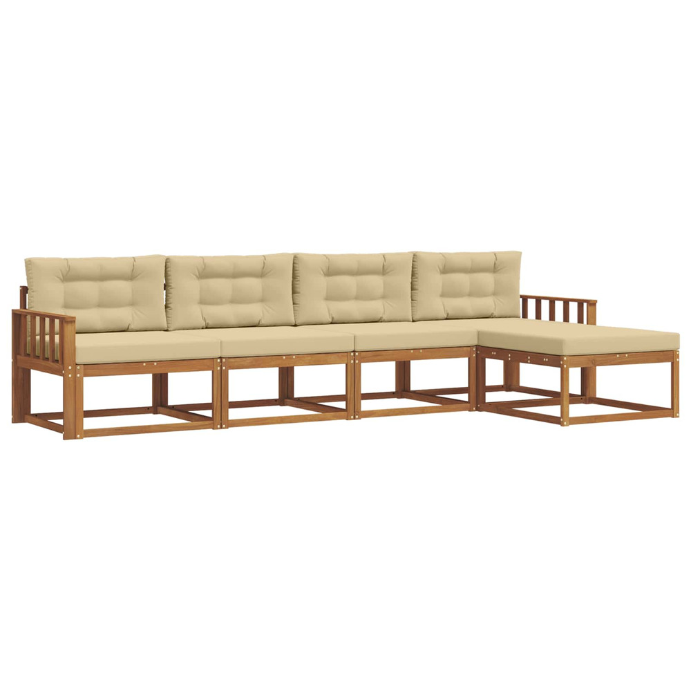 Ensemble de canapés d'extérieur 5 pcs naturel et beige